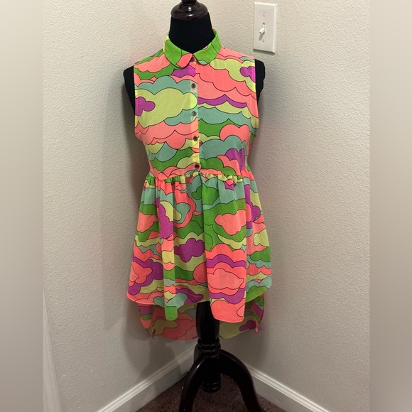 Nanette Lepore Tops - 2 FOR $20 Nanette Lepore L’amour Neon Clouds High Low Blouse Top Semi Sheer M